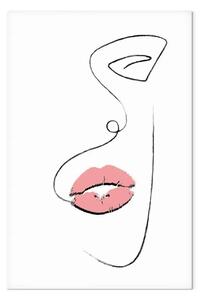 Quadro Labbra di donna - Un contorno in bianco e nero di un viso delicato