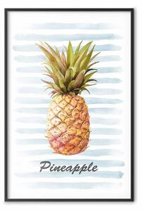 Poster: Ananas e strisce: composizione con frutto tropicale
