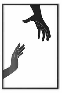 Poster: Mano amica - composizione mani bianco e nero su sfondo semplice