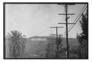 Poster: Hollywood: fotogramma film bianco e nero tra alberi e montagne