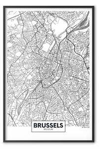Poster: Mappa di Bruxelles: mappa città del Belgio con iscrizione