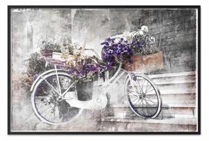 Poster: Bicicletta floreale: composizione colorata su sfondo retrò