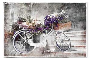 Quadro Strada fiorita - bicicletta shabby chic sotto scale