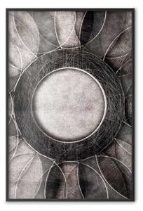 Poster: Metallo graffiato - composizione geometrica astratta in bianco e nero