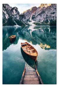 Quadro moderno Barche nelle Dolomiti verticale