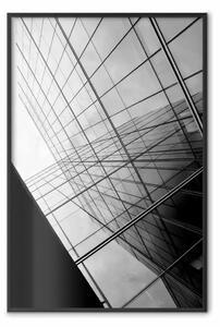 Poster: Grattacielo vetro: architettura moderna, bianco e nero