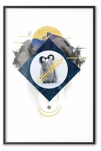 Poster: Coppia di pinguini - due giovani su sfondo astratto