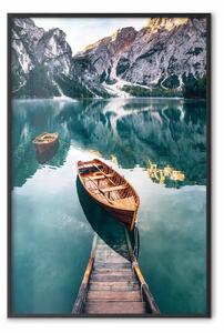 Poster: Barche Dolomiti: paesaggio d'acqua, montagne