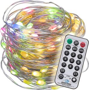 Faro a LED in filo d'argento 100 luci colorate / bianco caldo FB timer per esterni BA11009