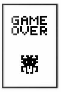 Poster: Fine del gioco: pixel bianco e nero con iscrizione