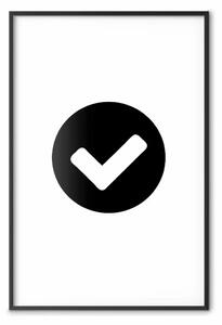 Poster: Composizione a quadretti - bianco e nero con un segno grafico semplice