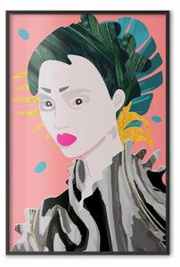 Poster: Stile asiatico - ritratto donna su sfondo color salmone