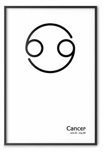 Poster: Cancro: composizione minimalista con data e segno