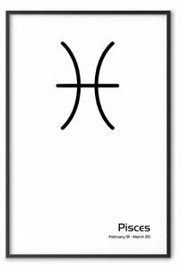 Poster: Pesci - composizione bianco e nero con segno zodiacale