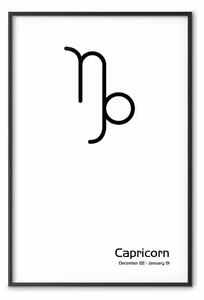 Poster: Capricorno - composizione bianco e nero con segno zodiacale
