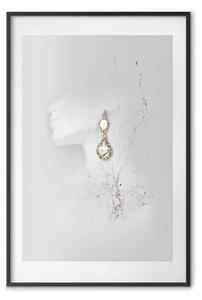 Poster: Orecchini vintage in oro - astrazione con figura di donna