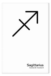 Quadro moderno Segno zodiacale Sagittario - grafica moderna, scritta su sfondo bianco
