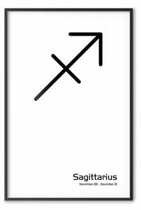 Poster: Sagittario - composizione bianco e nero con segno zodiacale