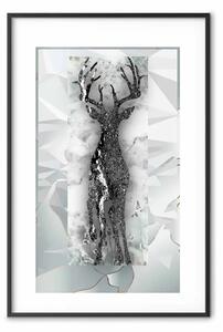 Poster: Cervo argentato: un'astrazione lucida unica con un motivo animale