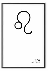 Poster: Leone: composizione minimalista con data e segno