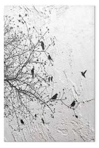 Quadro su tela Uccelli su un albero verticale