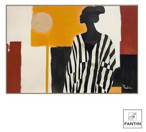 Quadro da parete, quadro con cornice SILHOUETTE ELEGANTE 120x80x1,6 cm Orizzontale pannello in legno disegnato su tela a mano