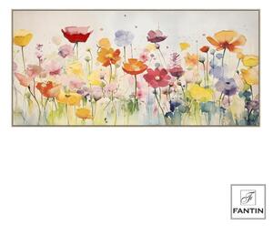 Quadro da parete, quadro con cornice GIOIA FLOREALE 150x70x1,6 cm Orizzontale pannello in legno disegnato su tela a mano