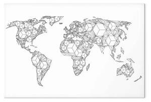 Quadro contemporaneo Continenti in forma geometrica - forme nella mappa del mondo