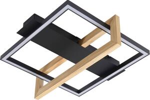 Lindby Plafoniera LED Holamu, 46 cm, nero, legno, metallo