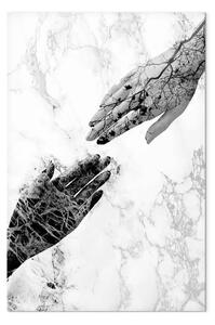 Quadro contemporaneo Arte della natura tra le mani - astrazione in bianco e nero