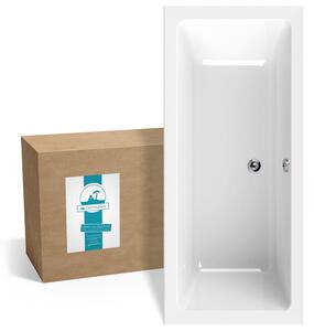 Vasca da bagno rettangolare Calmwaters® 170x75 cm, vasca in acrilico Modern Select, vasca doppia per due persone, vasca ergonomica sagomata, dimensioni 170 x 75 cm, vasca da bagno rettangolare bianca, 02SL3315
