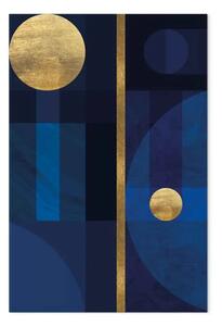 Quadro contemporaneo Cerchi d'oro - forma geometrica nel colore classic blue
