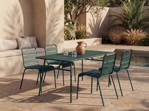 Sala da pranzo da giardino un tavolo L.160 cm e 4 sedie impilabili in Metallo Verde abete - MIRMANDE di MYLIA