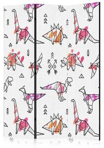 Paravento separè Origami di dinosauri - animali fantasy delicatamente colorati