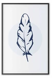 Poster: Piuma blu: composizione minimalista con cerchio e piuma