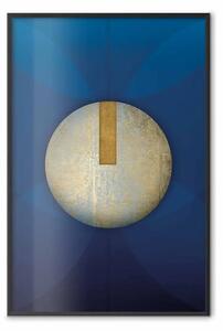 Poster: Astrazione indaco: geometrica blu navy, cerchio dorato