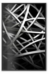 Poster: Online: astrazione industriale in bianco e nero con fitte viti