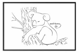 Poster: Koala addormentato - lineart con orsacchiotto e iscrizione inglese