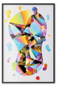 Poster: Tracce arcobaleno - astrazione colorata su sfondo grigio
