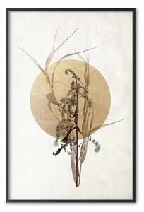 Poster: Bouquet di campo: composizione beige in stile giapponese con cerchio