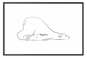 Poster: Lazy Bear - lineart semplice dell'orso polare in bianco e nero
