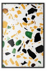 Poster: Terrazzo - composizione astratta geometrica colorata su marmo