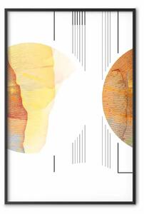 Poster: Due poli: astrazione geometrica in tonalità giallo-marrone