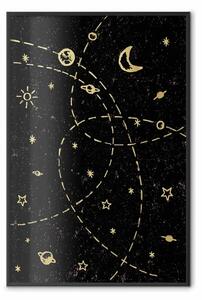 Poster: Galassia magica: stelle dorate e simboli spazio buio