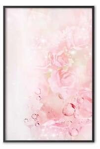Poster: Natura rosa: astrazione brillante con un delicato motivo vegetale