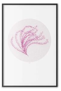 Poster: Finezza della natura - pianta rosa e ruota su sfondo chiaro