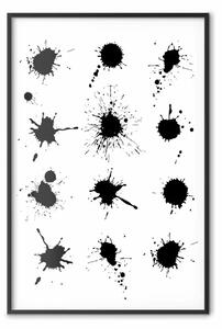Poster: Dodici punti: composizione in bianco e nero con macchie