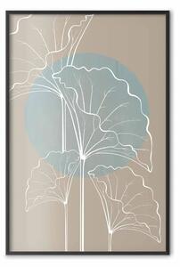 Poster: Un soffio di natura: astrazione con fiori bianchi su cerchio