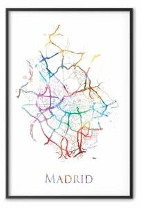 Poster: Madrid: mappa colorata città Spagna con iscrizione