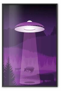 Poster: Abduction - fantasia viola con nave spaziale e animali
